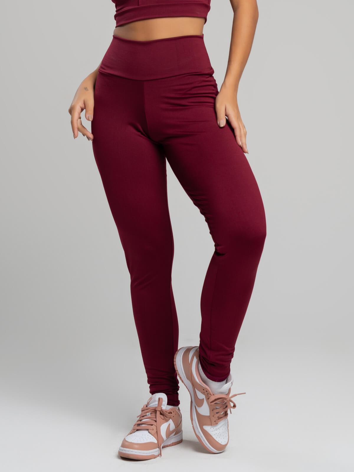 Calça Legging Cintura Alta Suplex Vinho - Vicbela