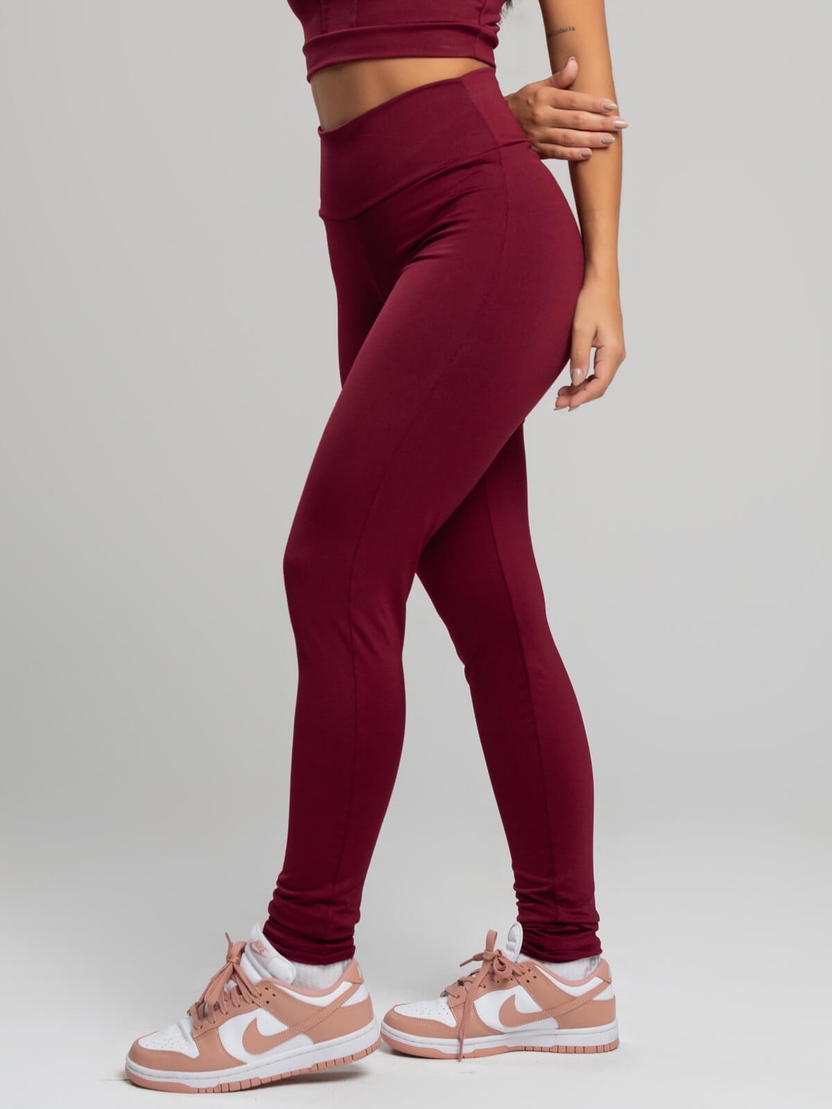 Calça Legging Cintura Alta Suplex Vinho - Vicbela
