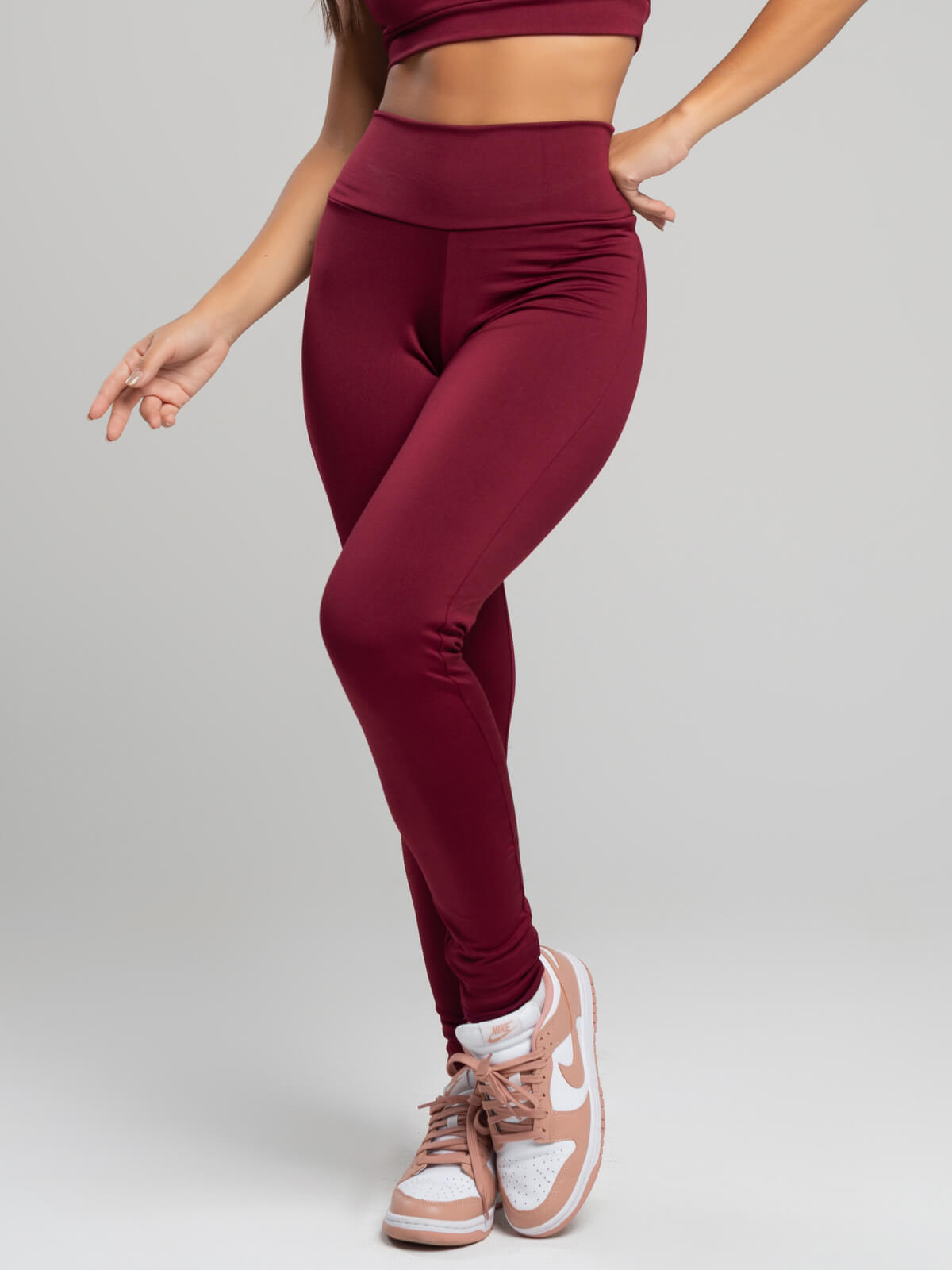 Calça Legging Cintura Alta Suplex Vinho - Vicbela