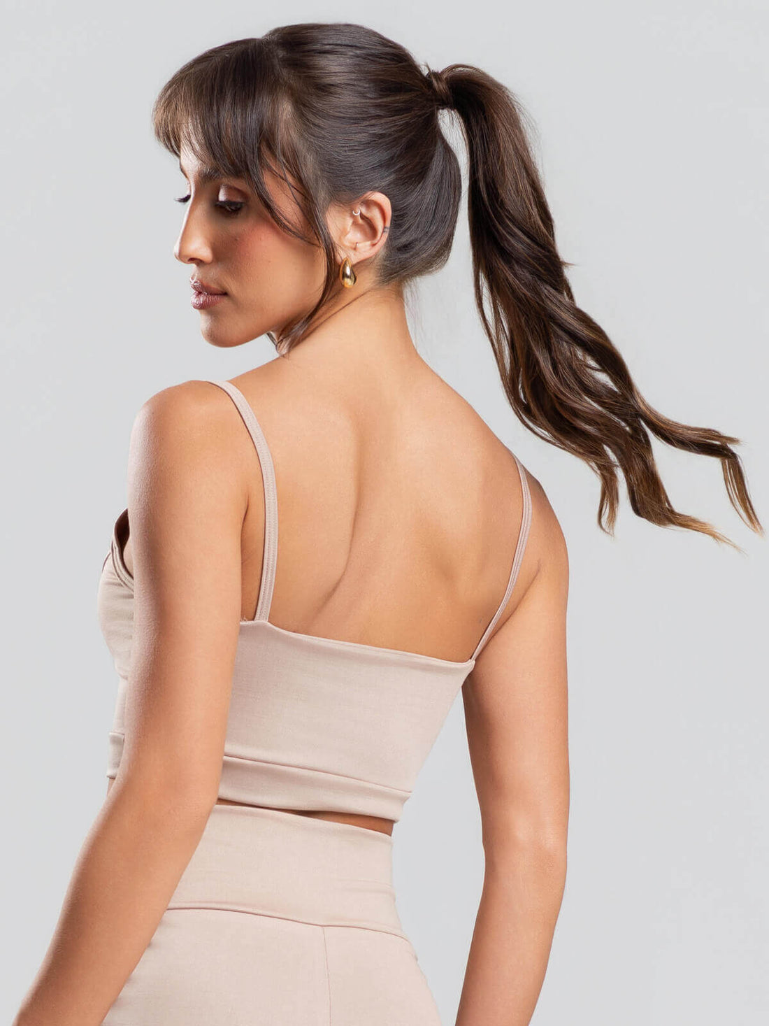 Top Recortado Fitness Suplex Bege