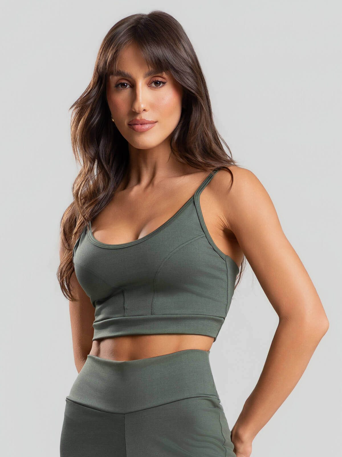 Top Recortado Fitness Suplex Verde - Vicbela