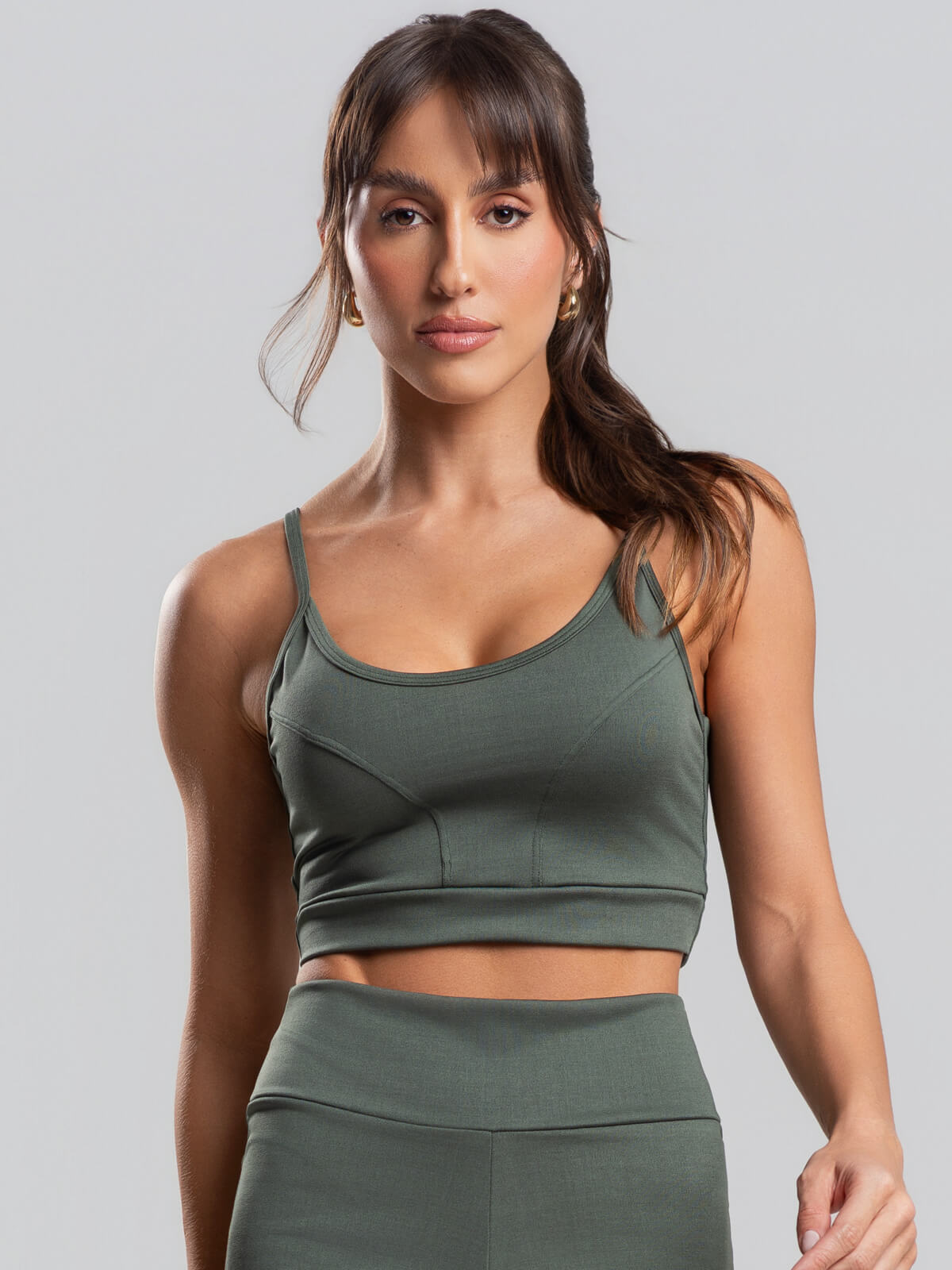 Top Recortado Fitness Suplex Verde - Vicbela