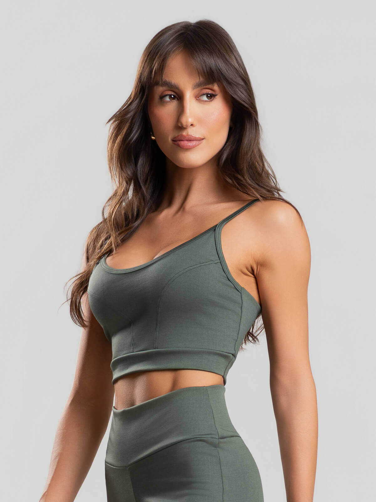 Top Recortado Fitness Suplex Verde - Vicbela