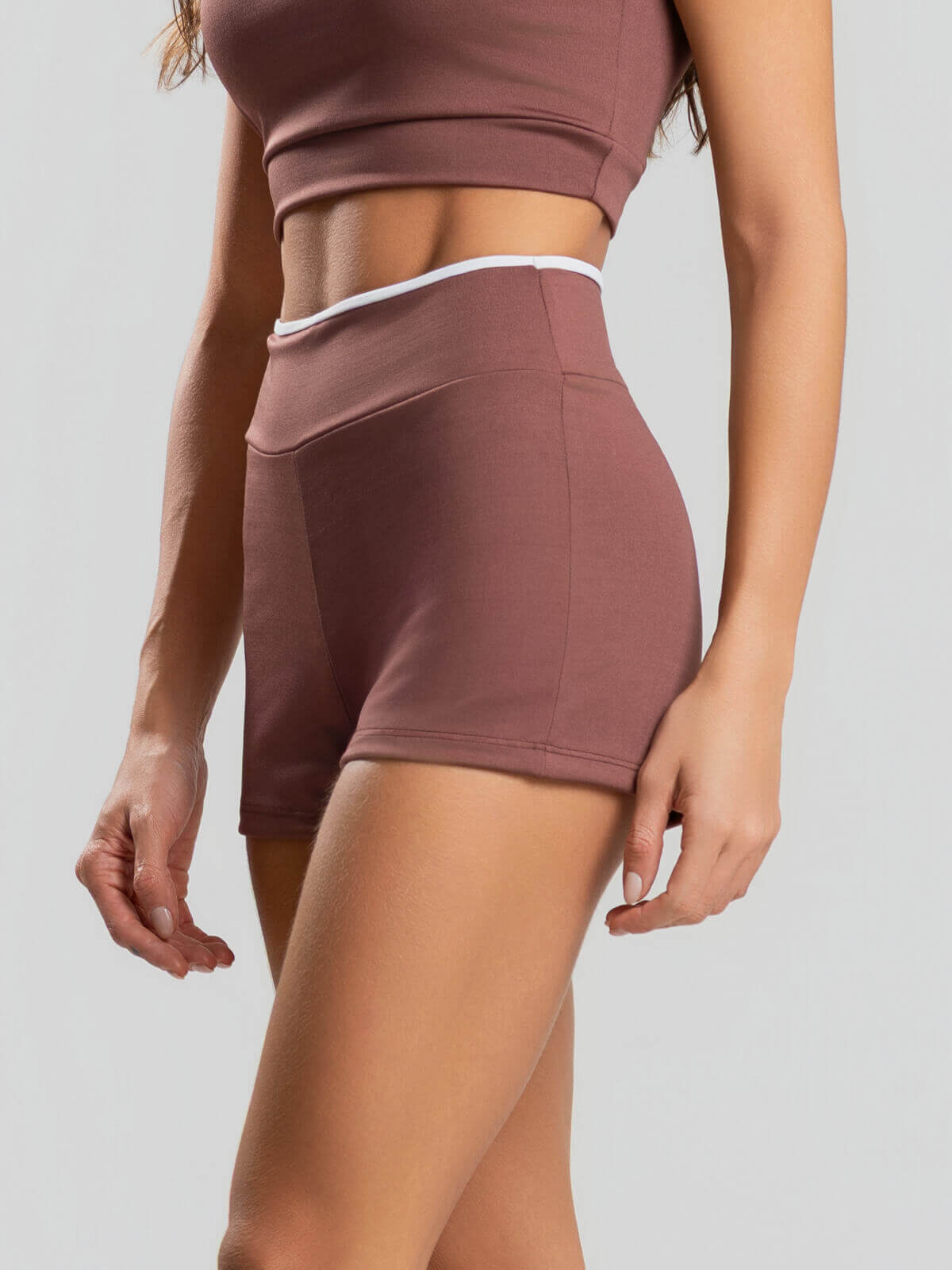 Short Curto Bicolor Suplex Marrom - Vicbela