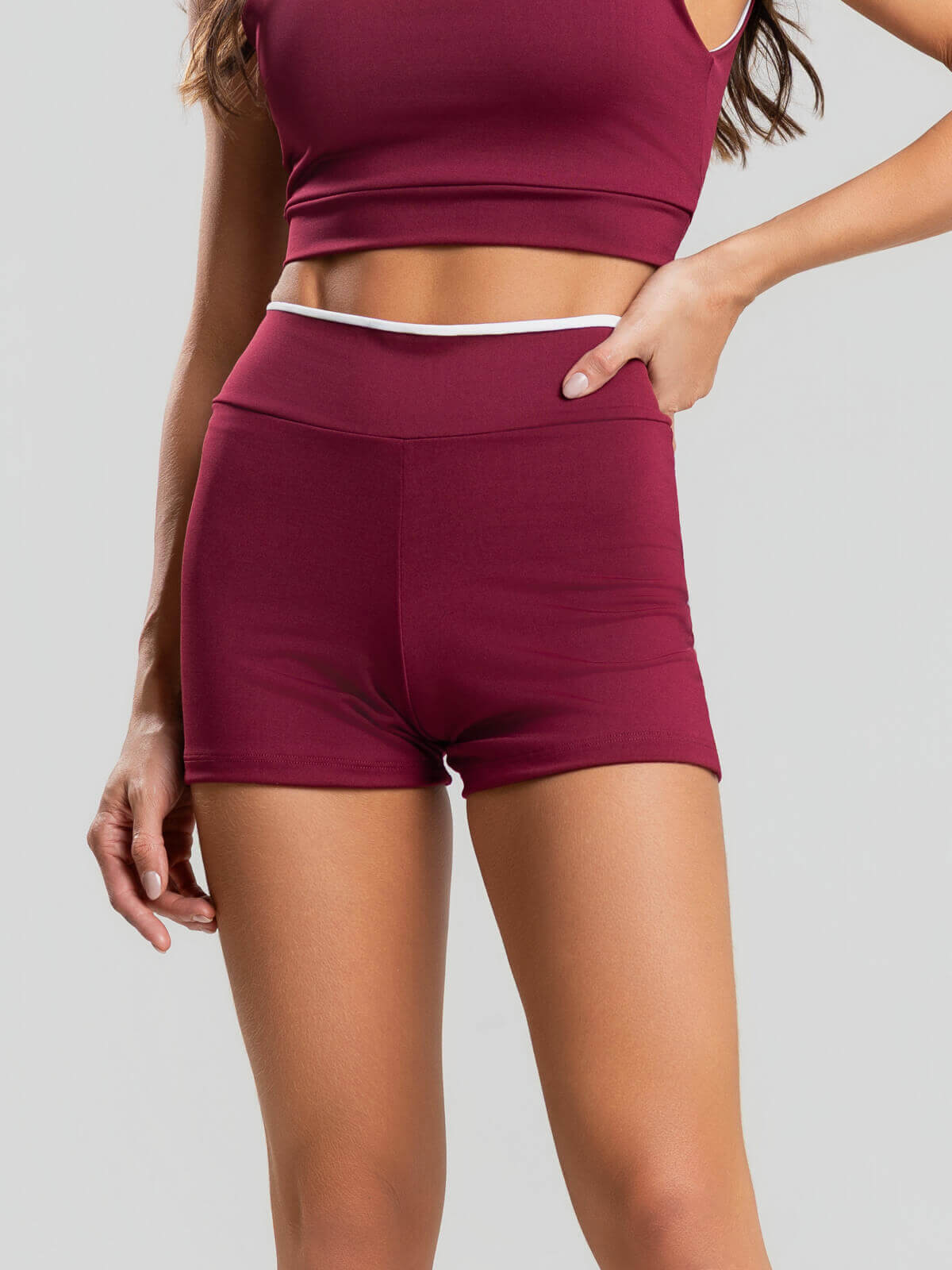 Short Curto Bicolor Suplex Vinho - Vicbela