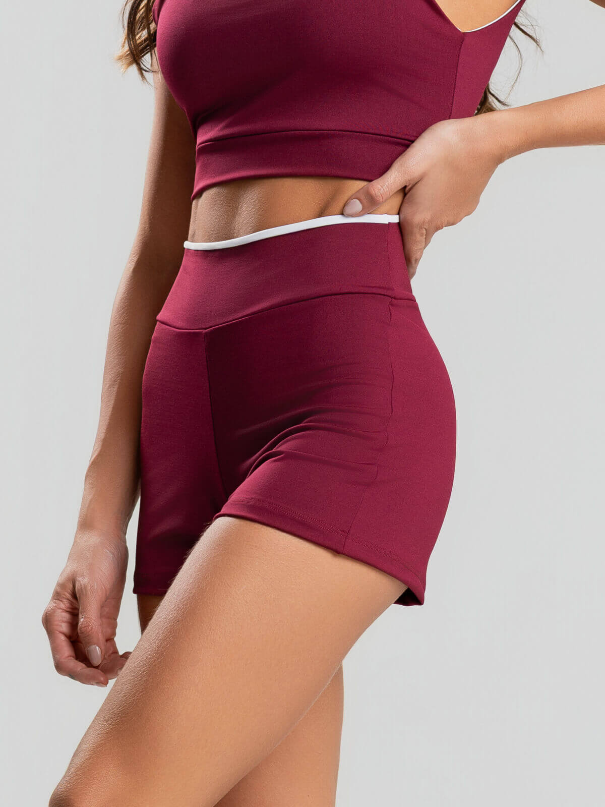 Short Curto Bicolor Suplex Vinho - Vicbela