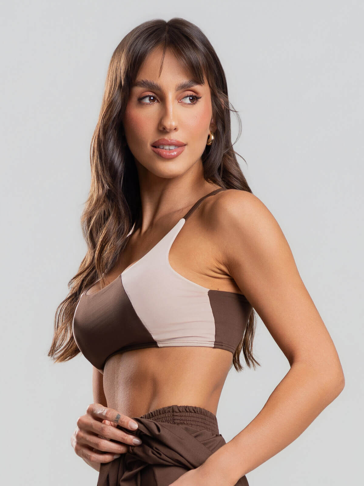 Top Alcinha Fitness Marrom - Vicbela