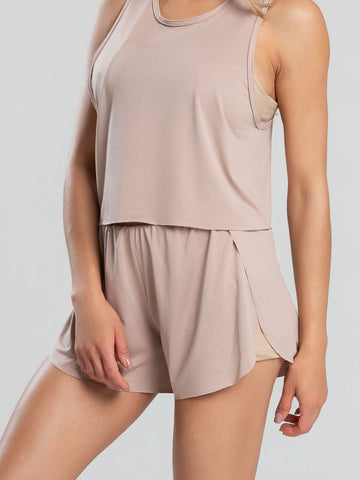 Short Curto Com Bolso Interno Bege