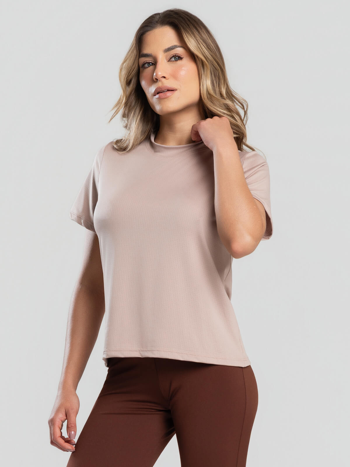 Blusa Manga Curta Bege - Vicbela