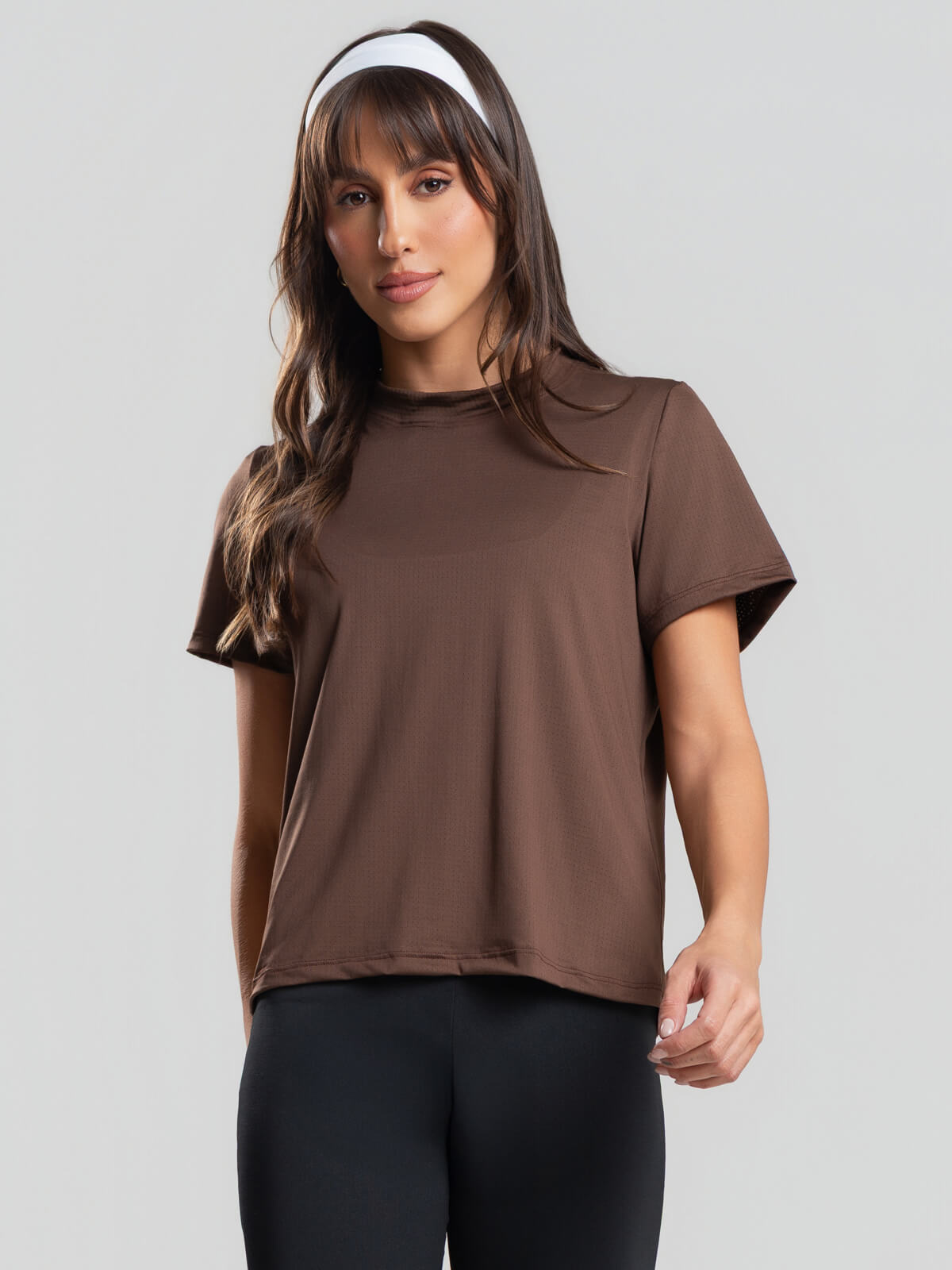 Blusa Manga Curta Marrom - Vicbela