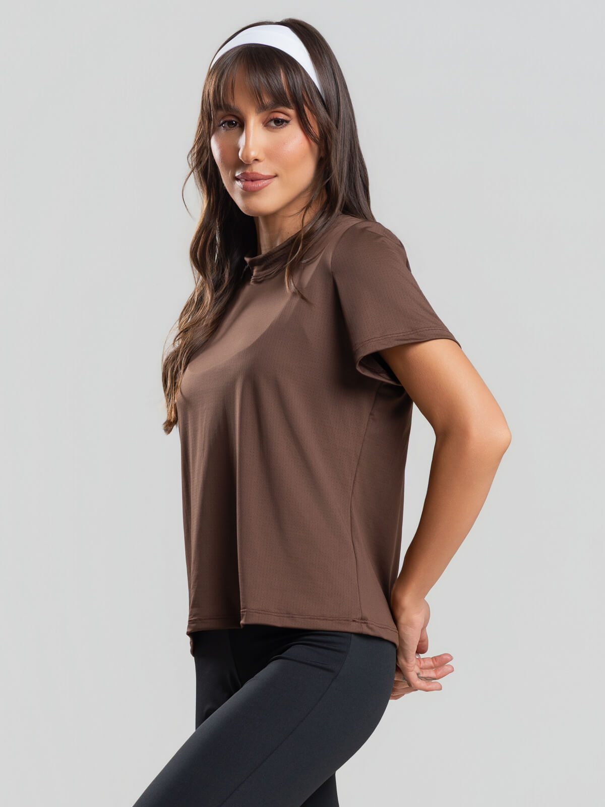 Blusa Manga Curta Marrom - Vicbela