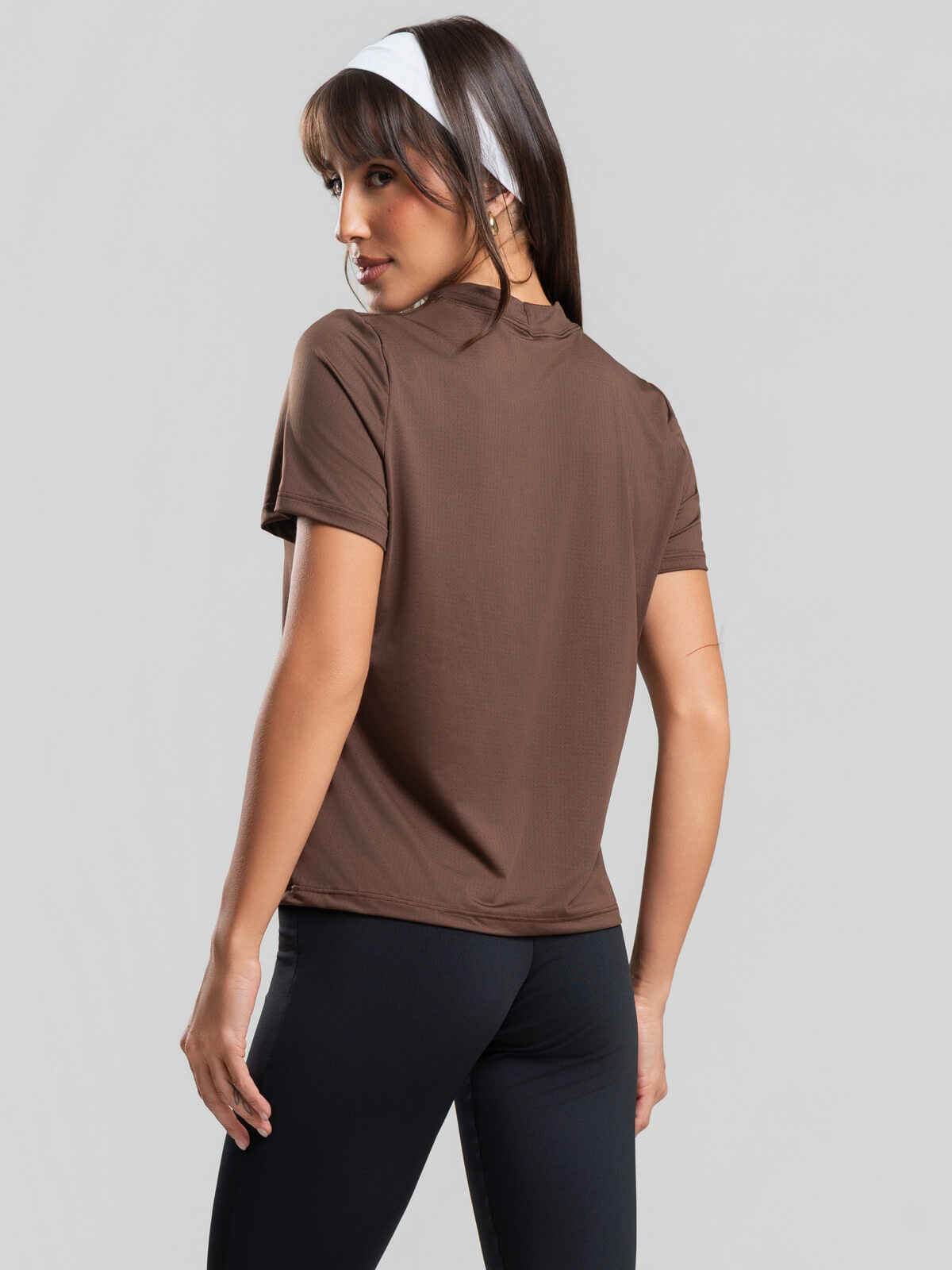 Blusa Manga Curta Marrom - Vicbela