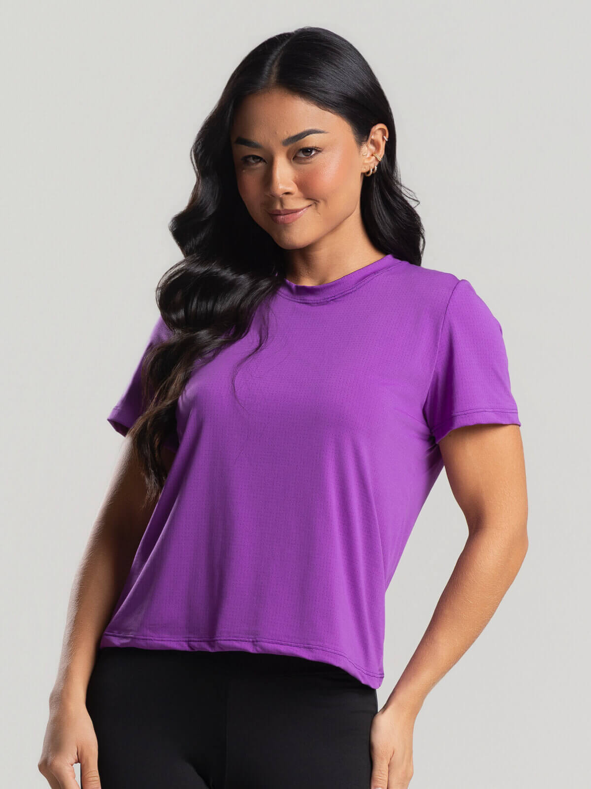Blusa Manga Curta Fitness Roxo - Vicbela