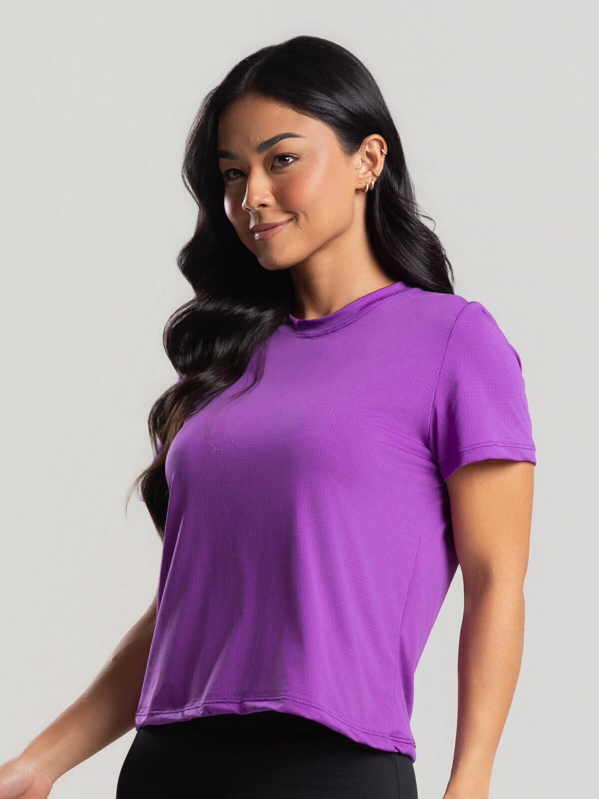 Blusa Manga Curta Fitness Roxo - Vicbela
