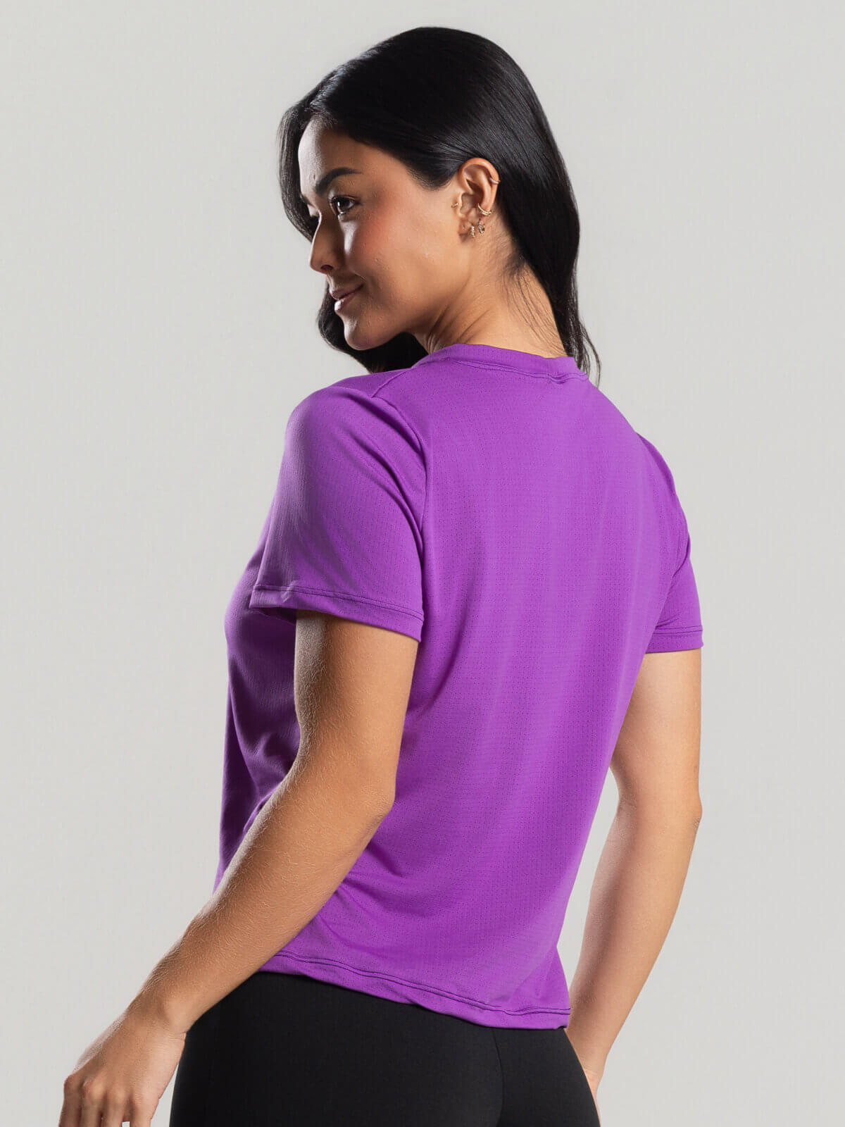 Blusa Manga Curta Fitness Roxo - Vicbela