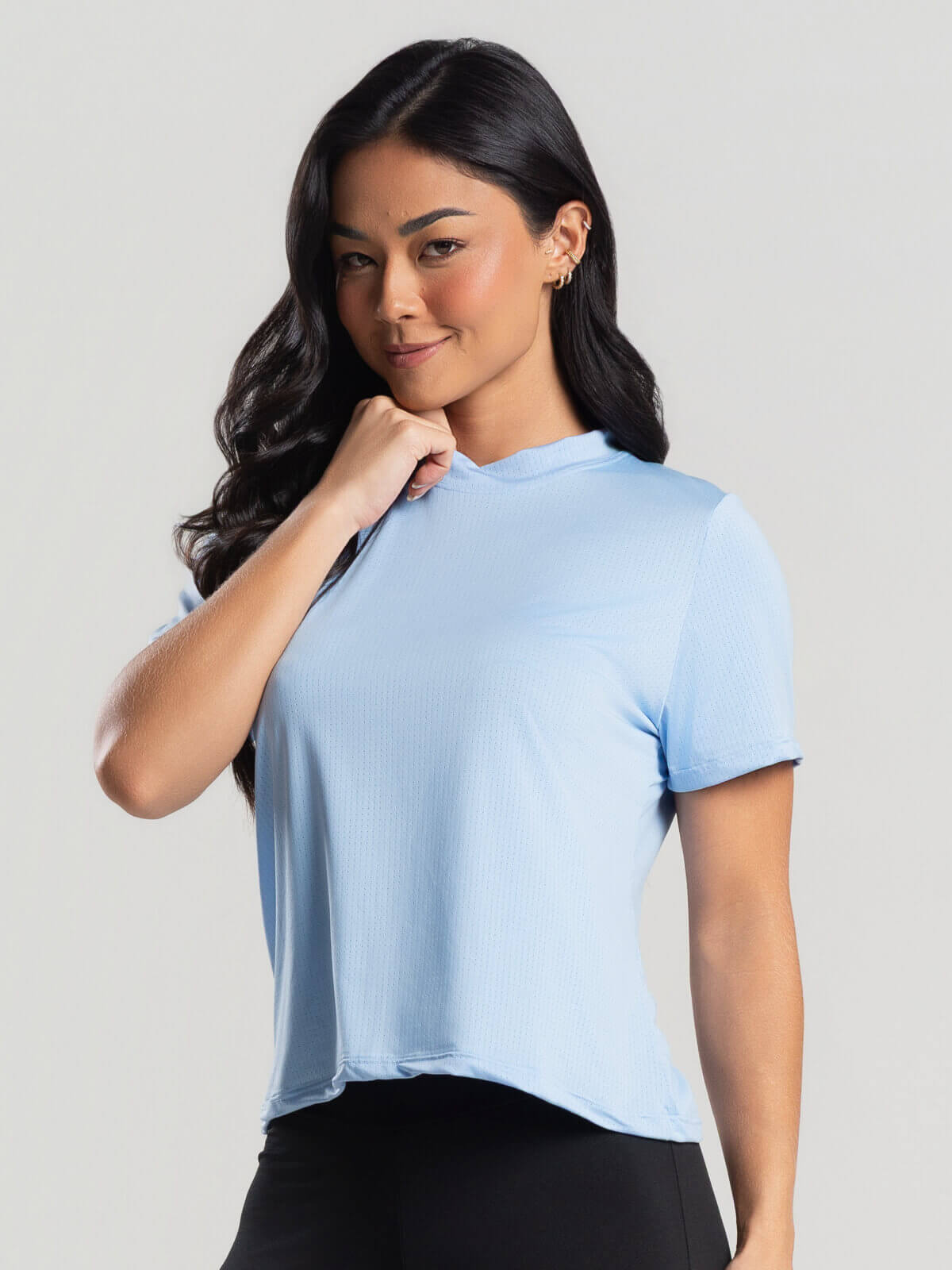 Blusa Manga Curta Azul Serenity - Vicbela