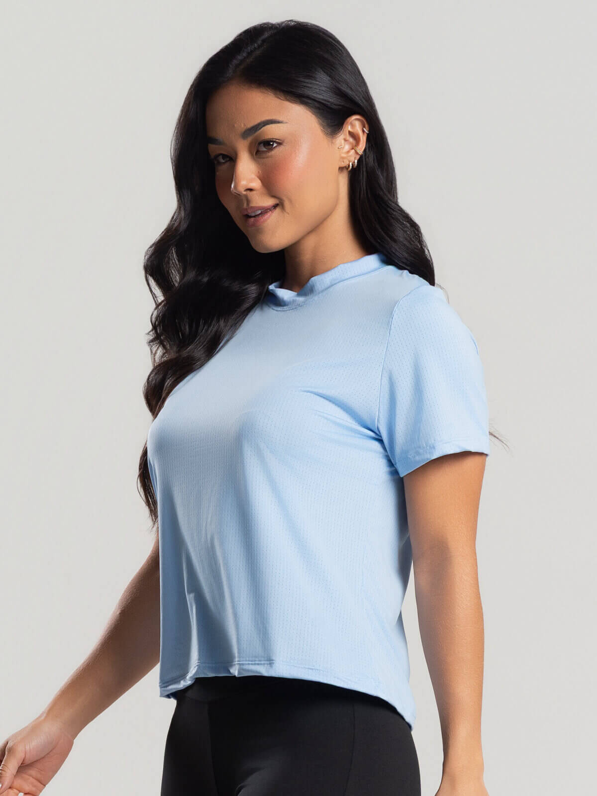 Blusa Manga Curta Azul Serenity - Vicbela