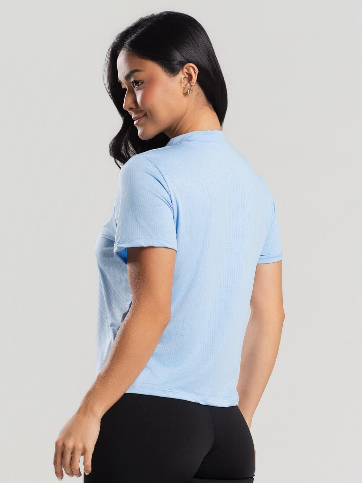 Blusa Manga Curta Azul Serenity - Vicbela