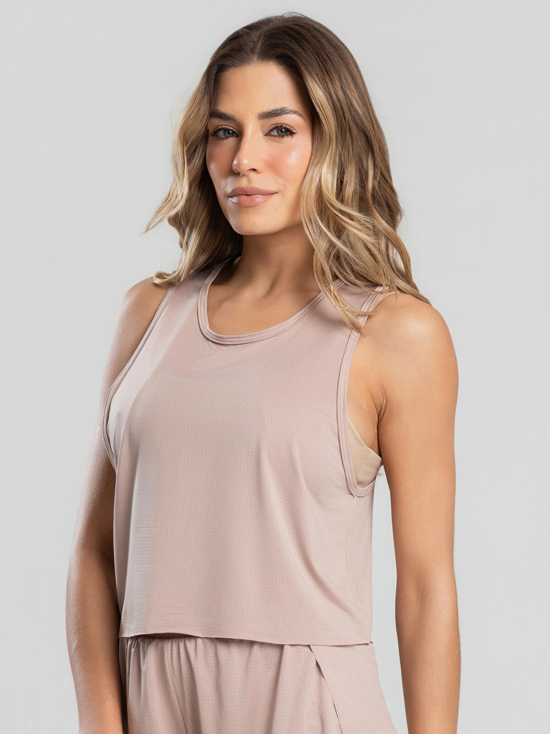 Cropped Regata Fitness Beach Tennis Bege - Vicbela