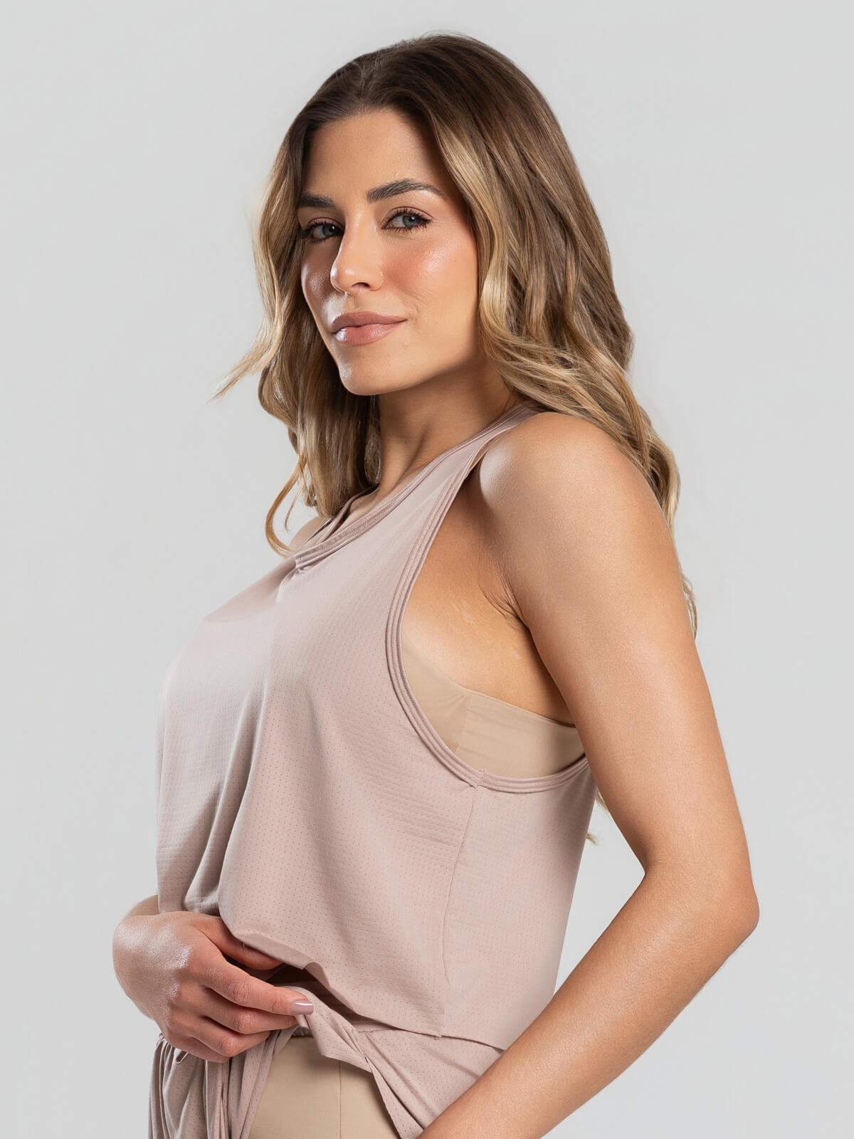 Cropped Regata Fitness Beach Tennis Bege - Vicbela