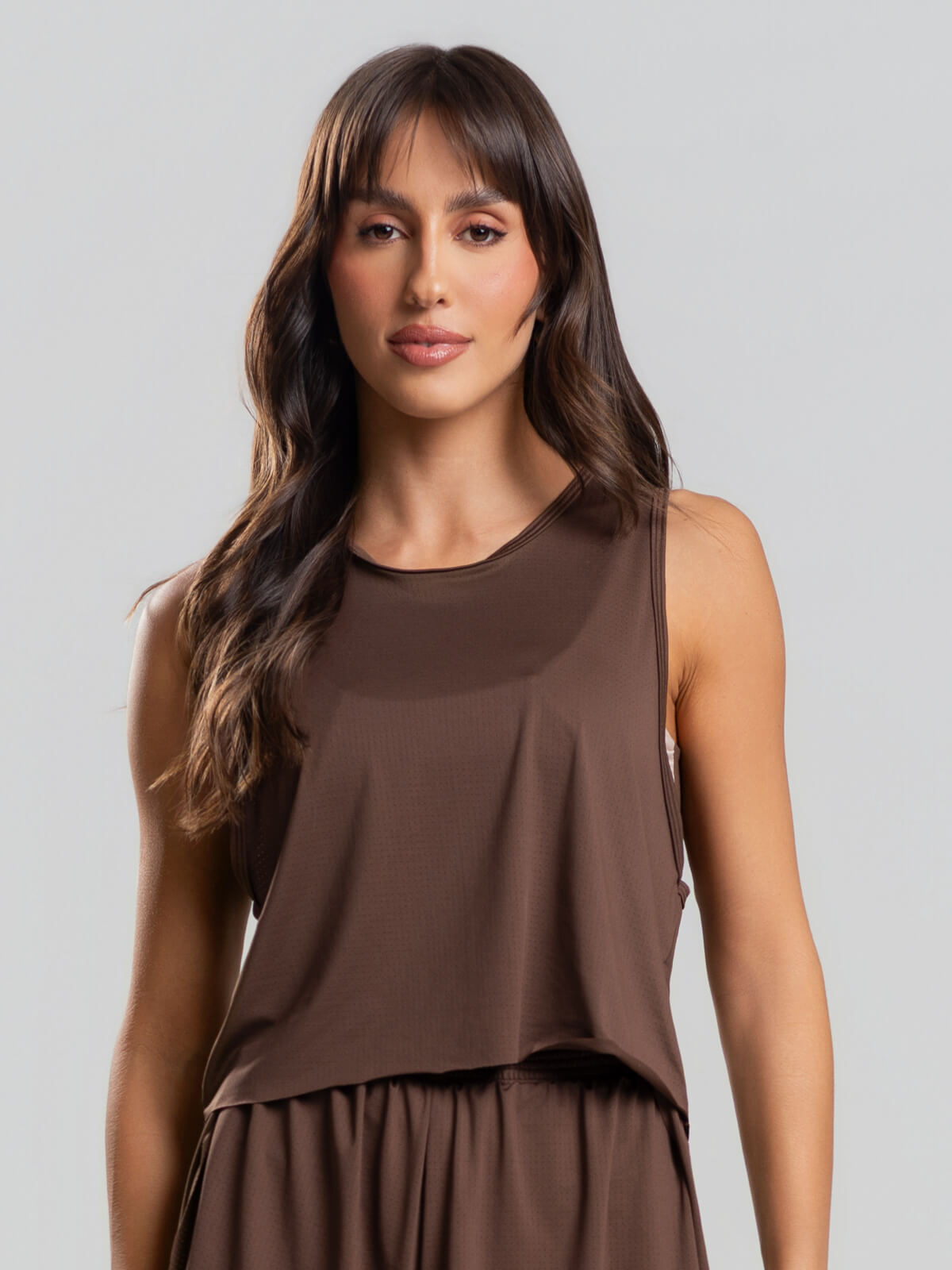 Cropped Regata Fitness Beach Tennis Marrom - Vicbela