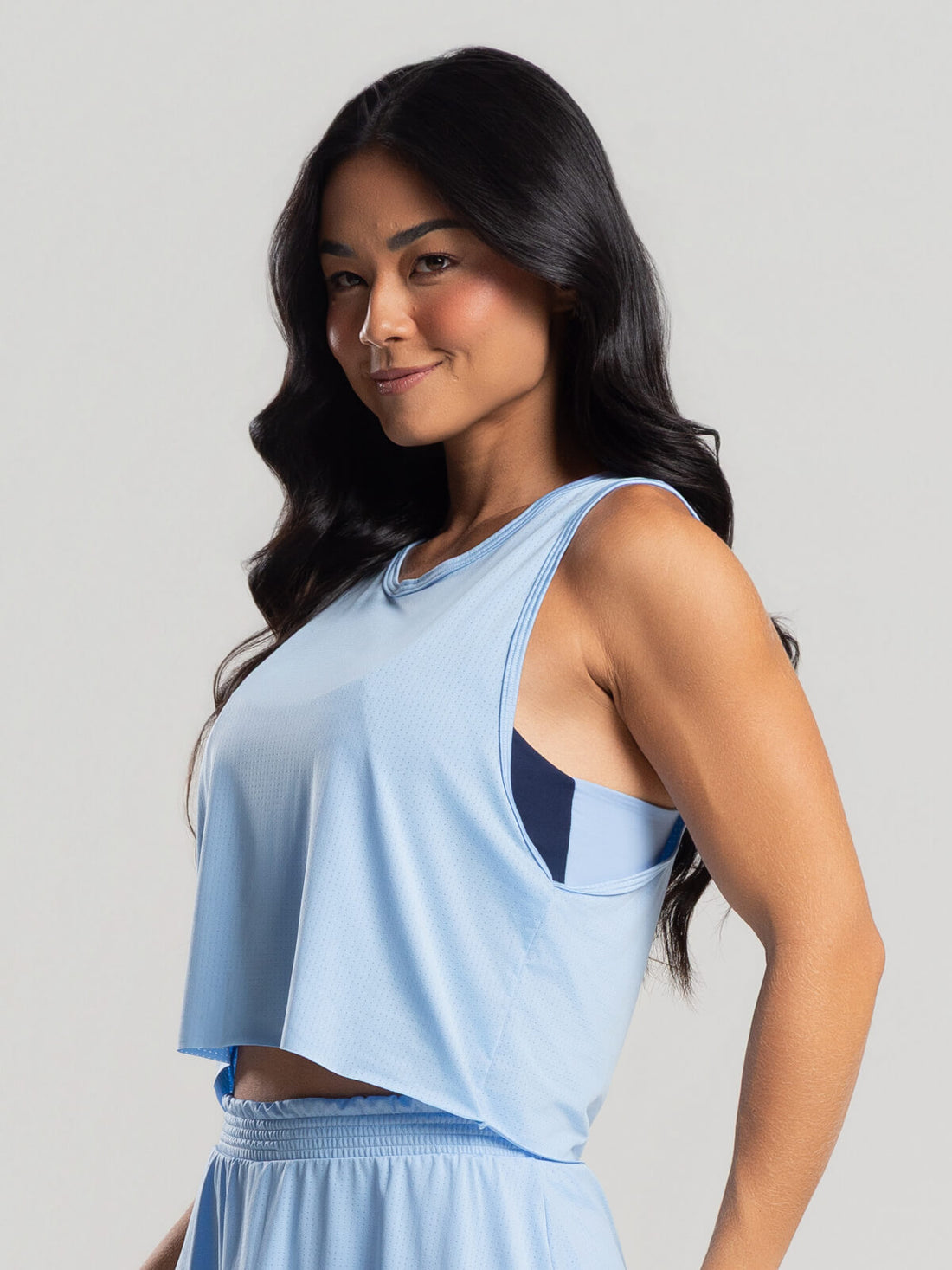 Cropped Regata Fitness Beach Tennis Azul Serenity - Vicbela