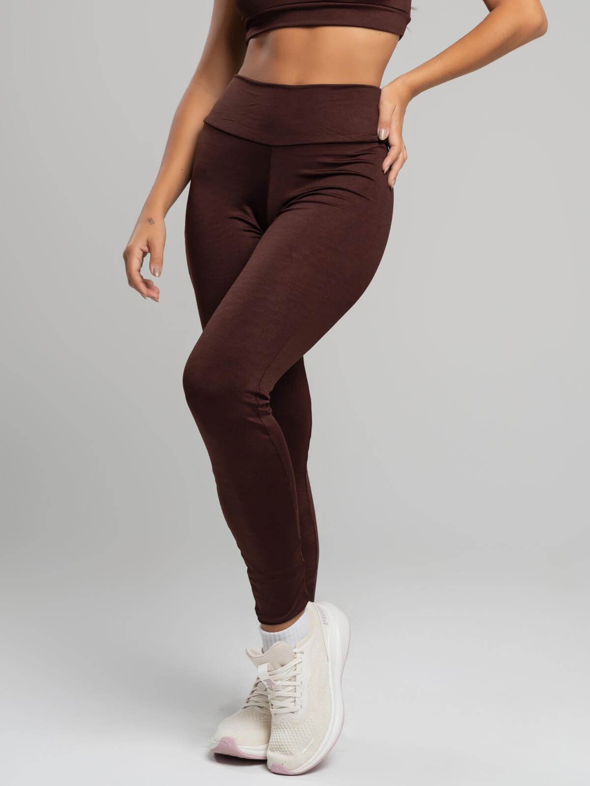 Calça Legging Cintura Alta Suplex Marrom - Vicbela