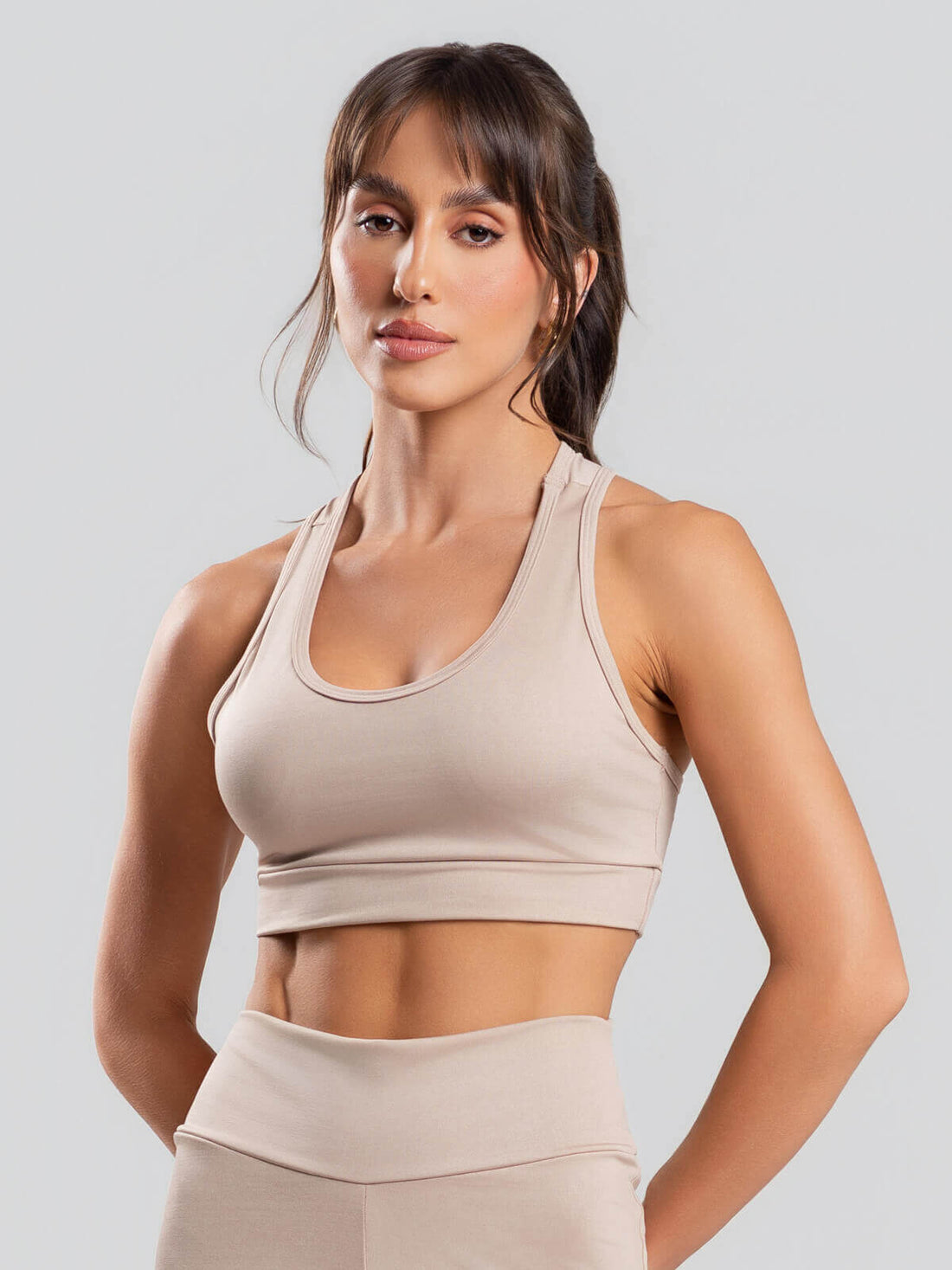 Top Nadador Suplex Fitness Bege - Vicbela