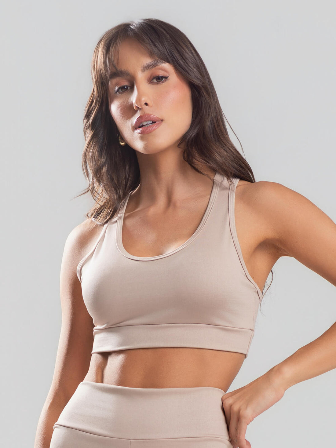 Top Nadador Suplex Fitness Bege - Vicbela