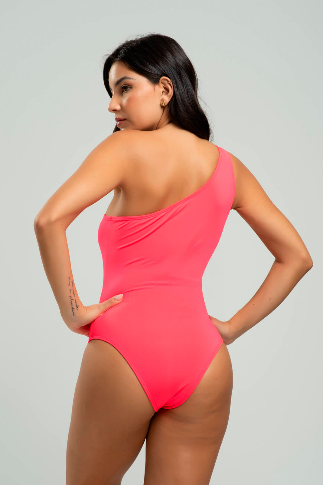 Body Maiô Um Ombro Só Rosa - Vicbela
