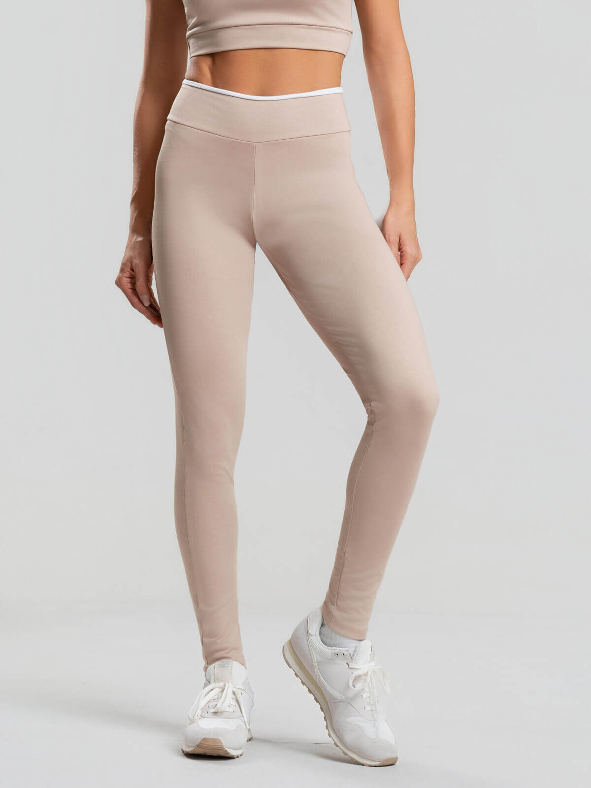 Calça Legging Suplex Bicolor Bege - Vicbela