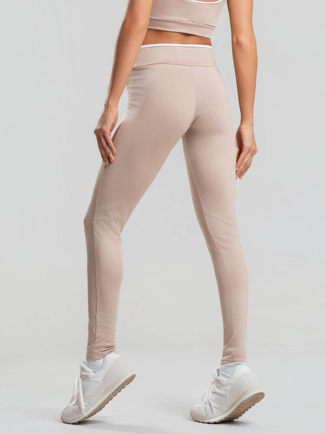 Calça Legging Suplex Bicolor Bege