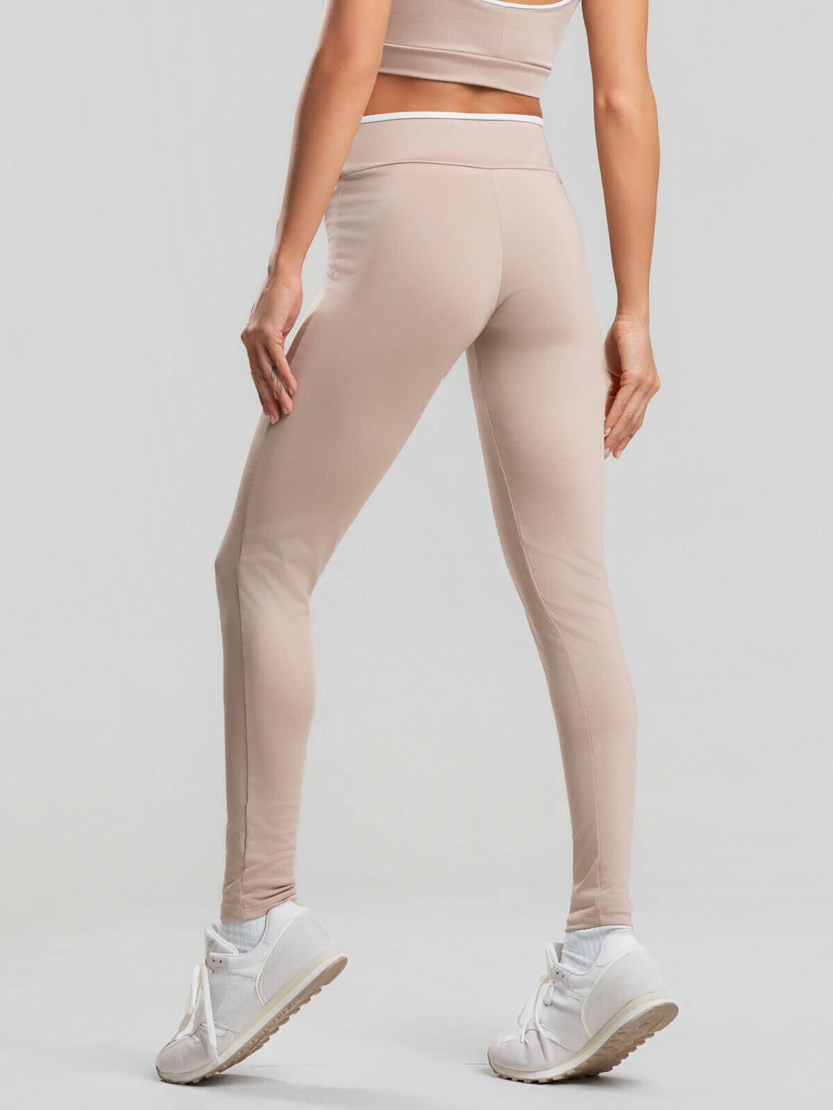 Calça Legging Suplex Bicolor Bege - Vicbela