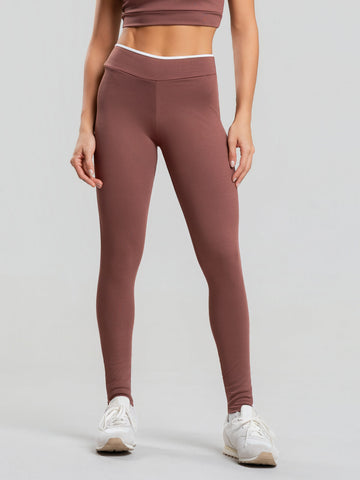 Calça Legging Suplex Bicolor Marrom