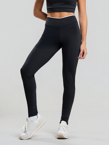 Calça Legging Suplex Bicolor Preto
