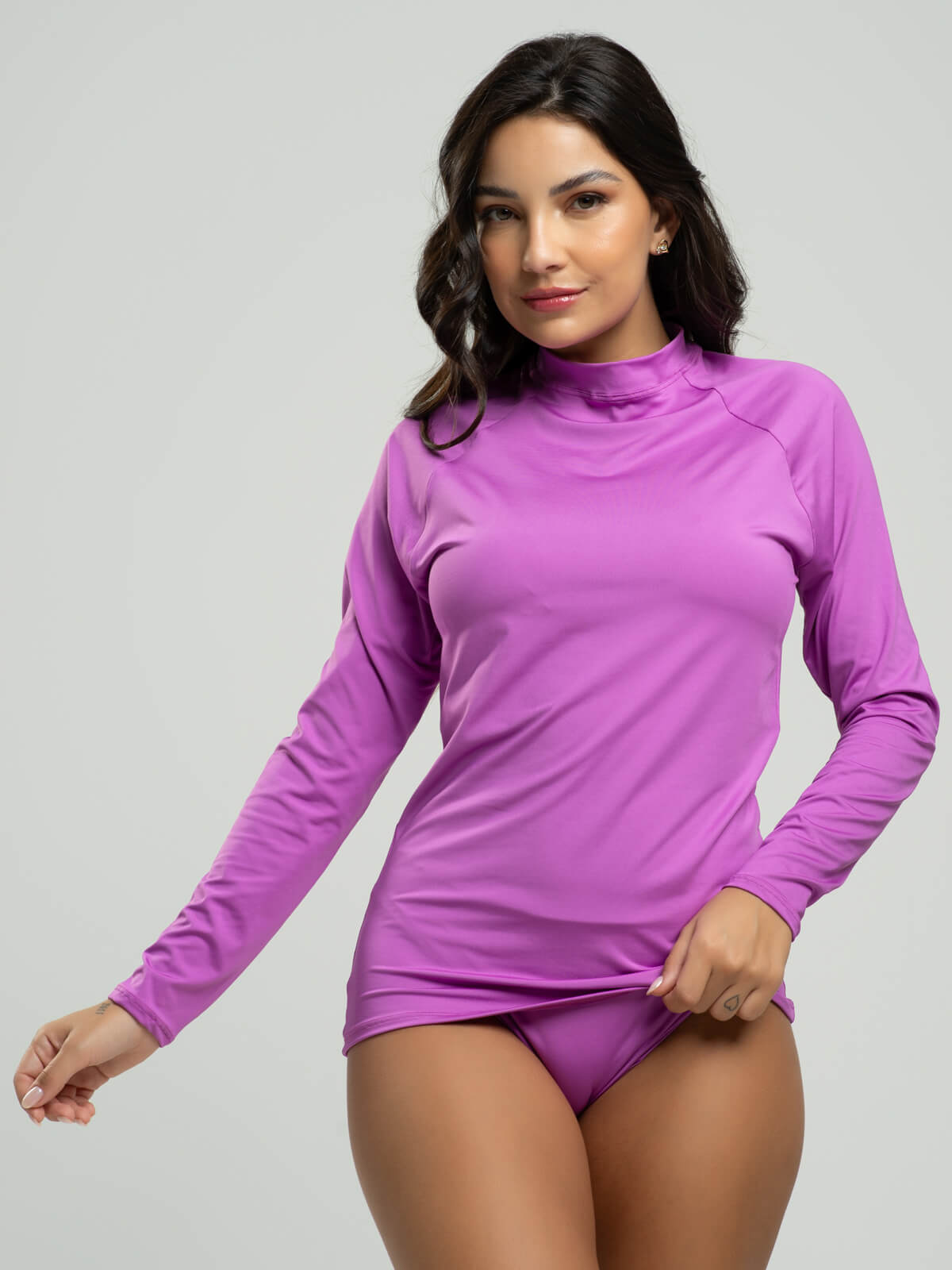 Blusa Proteção UV Feminina Lisa Roxo - Vicbela