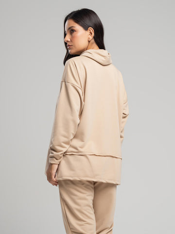 Casaco Oversize Golão Moletinho Bege - Vicbela