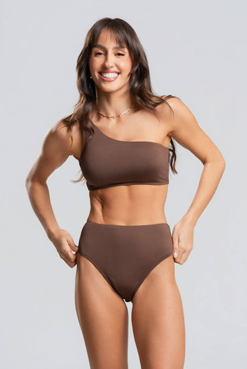 Biquíni Ombro Só Hot Pant Marrom - Vicbela