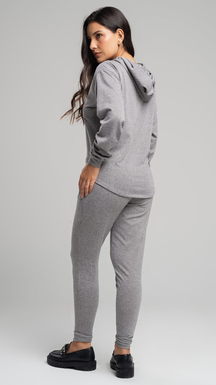 Conjunto Lanzinha Calça Skinny + Blusa Capuz Cinza - Vicbela
