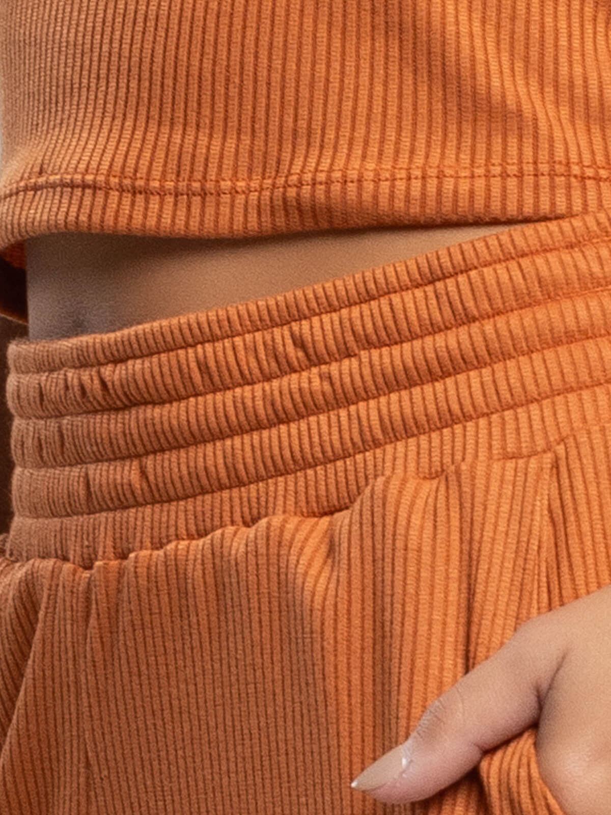 Calça Pantalona Wide Leg Canelada Terra - Vicbela