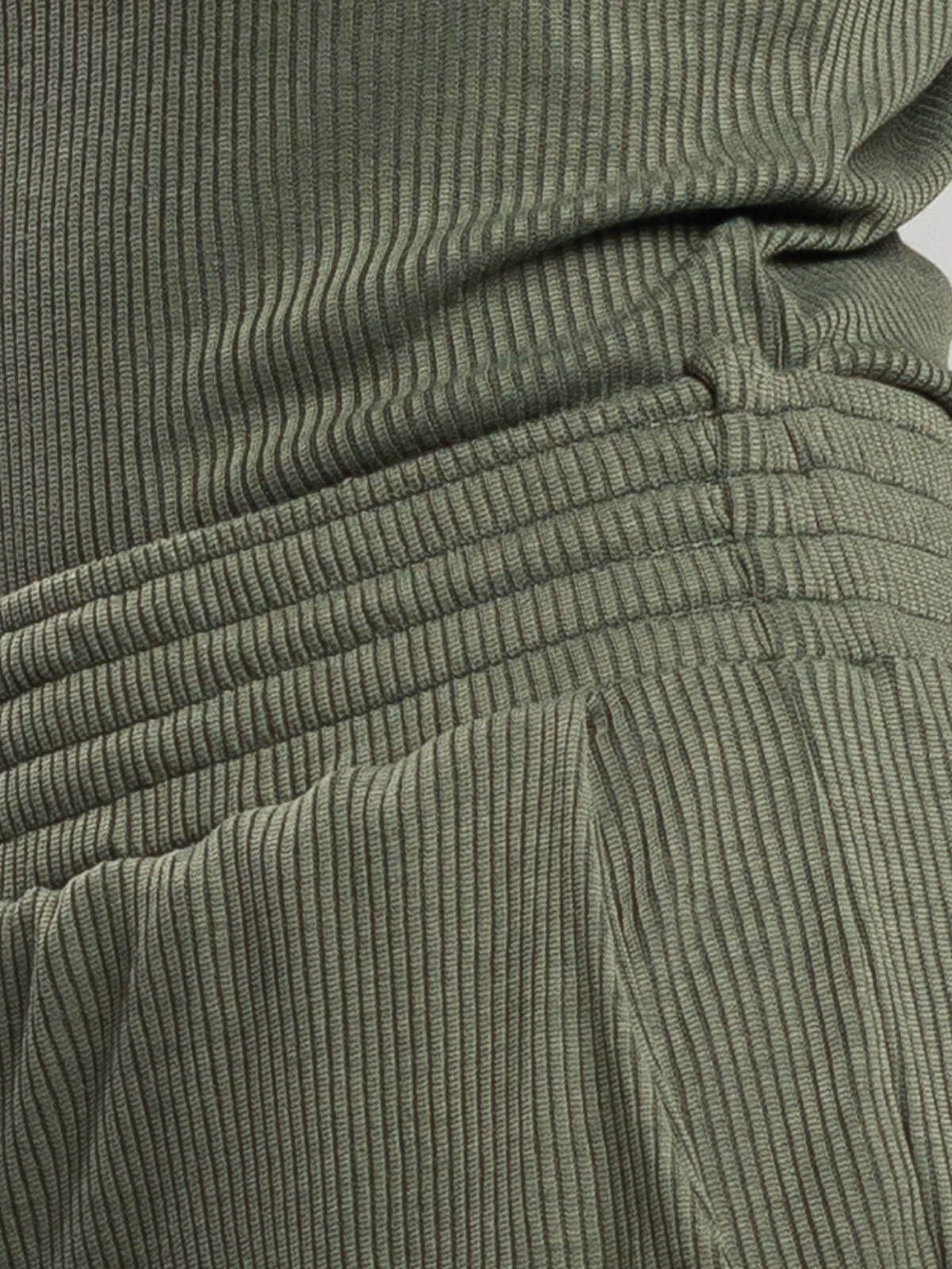 Calça Pantalona Wide Leg Canelada Verde Militar - Vicbela
