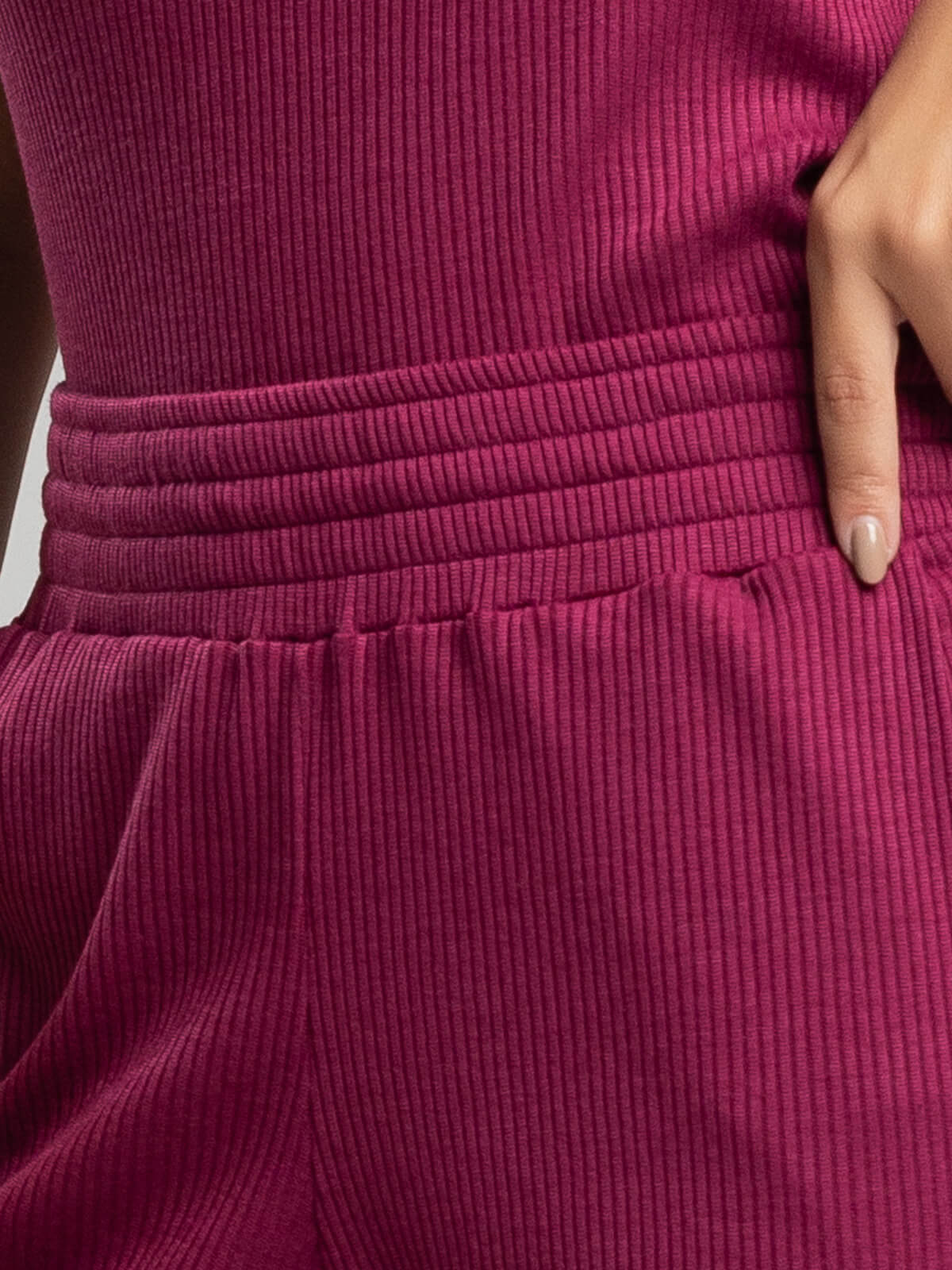 Calça Pantalona Wide Leg Canelada Vinho - Vicbela