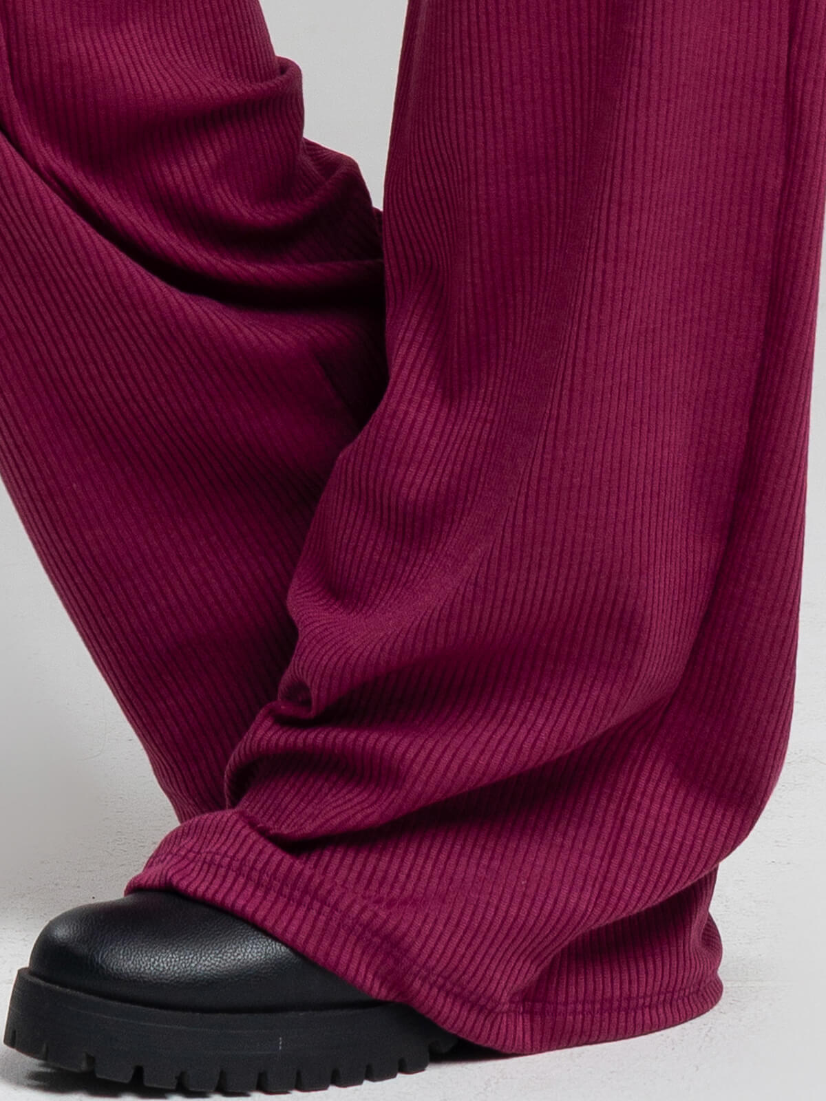 Calça Pantalona Wide Leg Canelada Vinho - Vicbela
