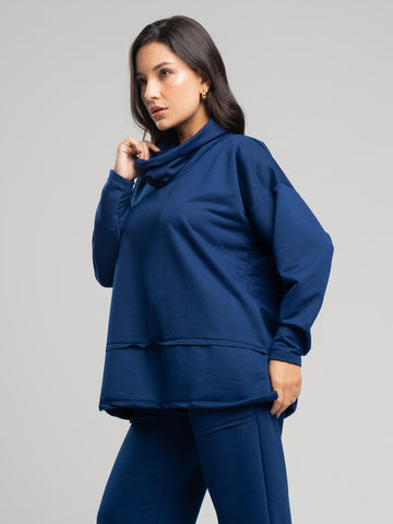 Casaco Oversize Golão Moletinho Azul Marinho