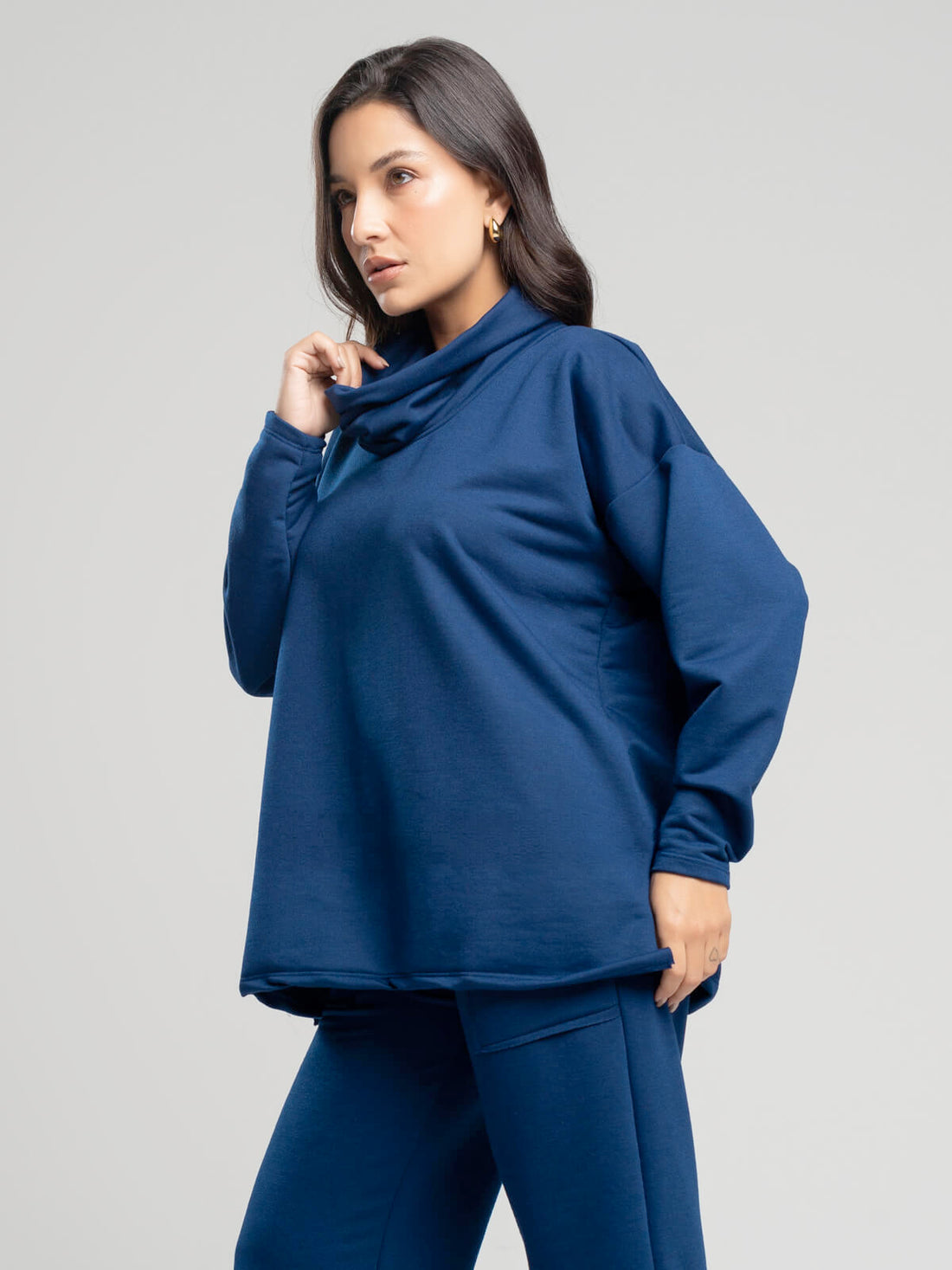 Casaco Oversize Golão Moletinho Azul Marinho - Vicbela
