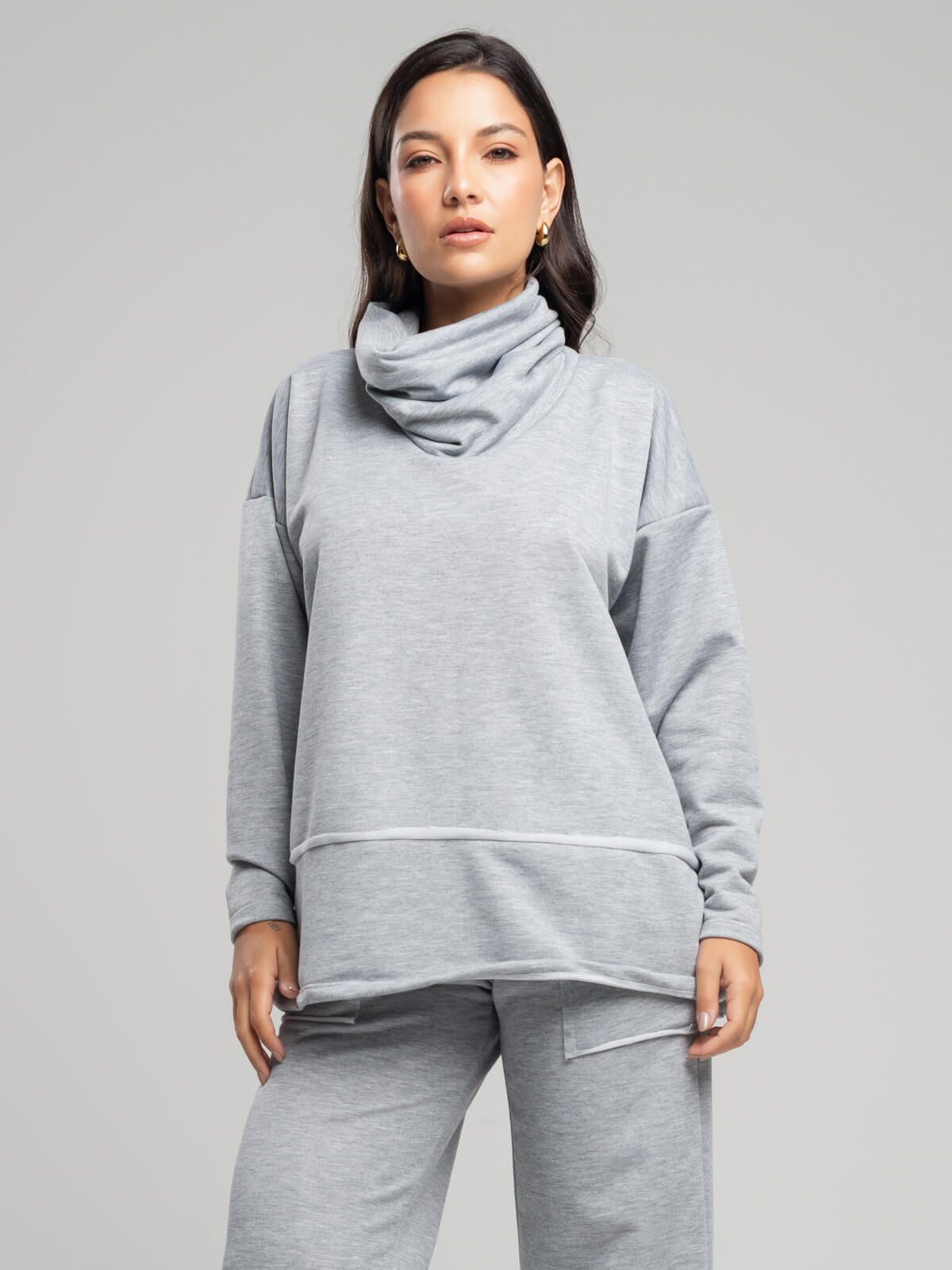 Casaco Oversize Golão Moletinho Cinza - Vicbela