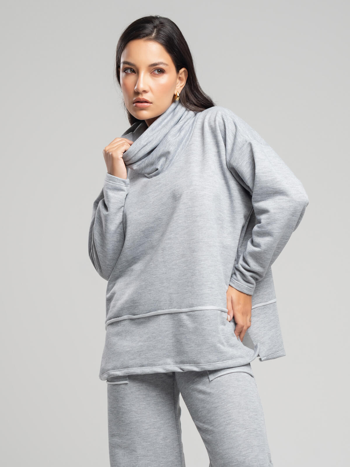 Casaco Oversize Golão Moletinho Cinza - Vicbela