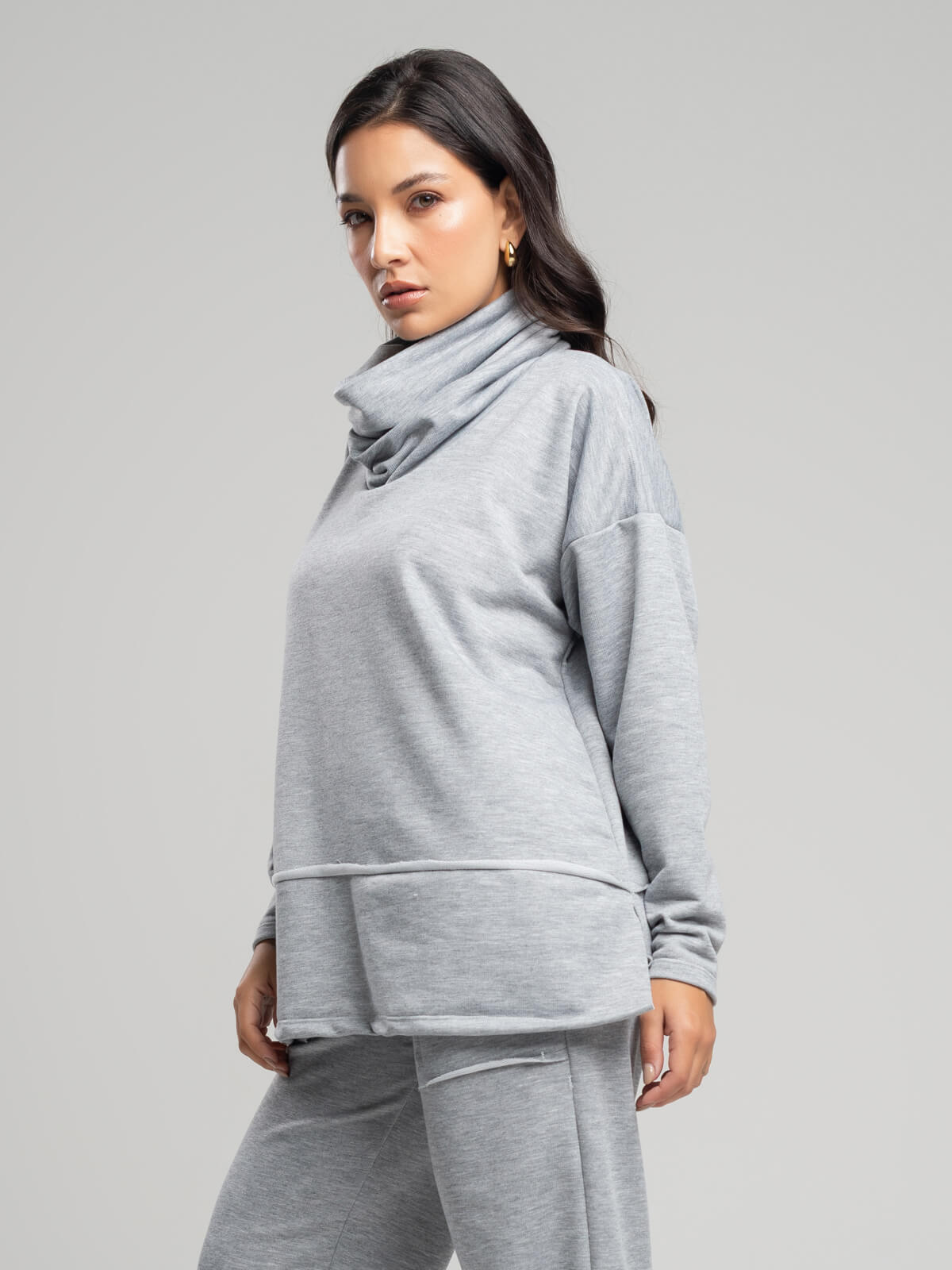 Casaco Oversize Golão Moletinho Cinza - Vicbela