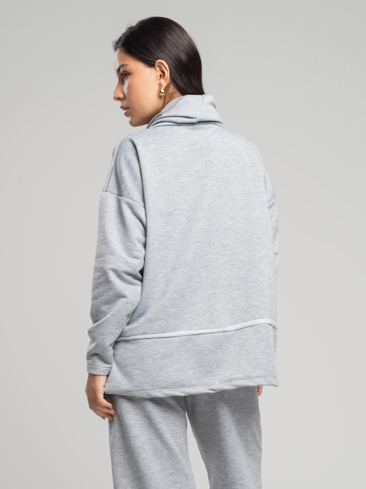 Casaco Oversize Golão Moletinho Cinza - Vicbela