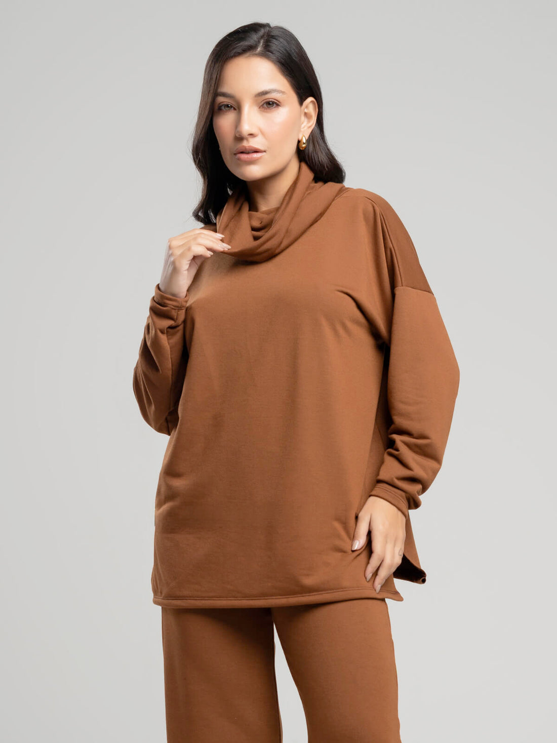 Casaco Oversize Golão Moletinho Marrom - Vicbela